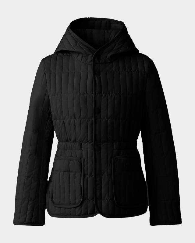 Girl's Maura Logo-Print Quilted Coat, Size 8-14